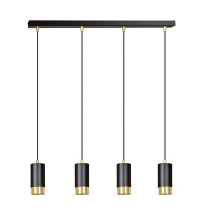 Outlet: Fumiko 4 Svart/Guld pendellampa - GU10, 230V, utan ljuskälla