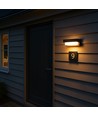 Solcells CCT vägglampa - 3 ljusfärger, svart, fyrkantig, skymningssensor, IP54
