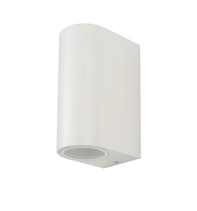 GU10 vägglampa med upp/ner ljus - IP44 utomhus, vit, aluminium, utan ljuskälla