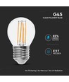 E27 6W LED klotlampa filament - G45, 800lm, 133lm/W, klart glas, 6400K