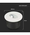 3W Ø7,5cm rund LED infälld spot för trappor - 270lm, 4000K, vit, hål: Ø6,2 cm