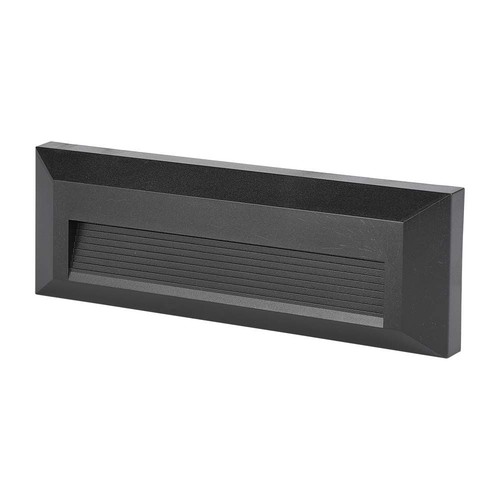 3W Trappbelysning - LED, 3000K, Svart hus, Rektangel.