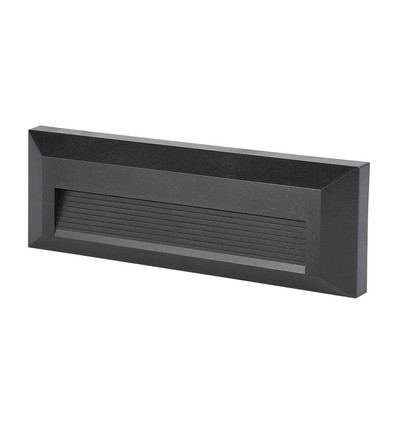 3W Trappbelysning - LED, 3000K, Svart hus, Rektangel.