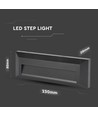 3W Trappbelysning - LED, 3000K, Svart hus, Rektangel.