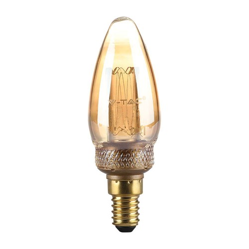 2W LED E14 - Art Koltråd Kronljuslampa, Amberglas, 1800K
