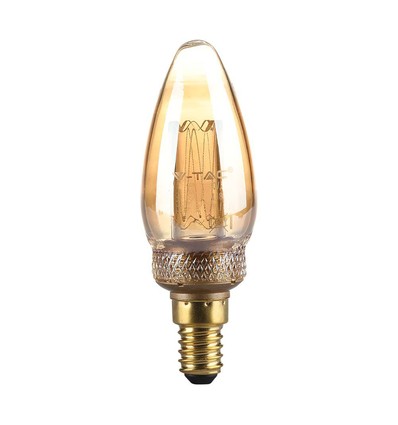 E14 2W LED Art Filament kronljus - Amber glas, 1800K, varmvit, 65lm