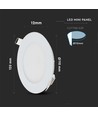 6W Ø12cm LED inbyggnadspanel - Hål: Ø11 cm, Mått: Ø12 cm, vit kant, inkl. ljuskälla