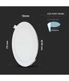 12W Ø17cm LED infällt panel - 6400K, Hål: Ø15,5 cm, Mått: Ø17 cm, vit kant, flicker free