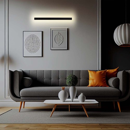20W LED linjär vägglampa, 101cm - IP65, 4000K, antracit, 1010x60x50mm