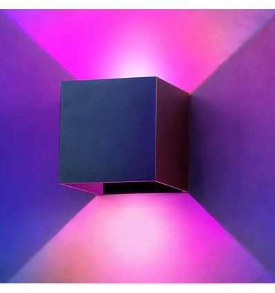 6W CUBIC vägglampa - IP65, RGB+CCT, Zigbee, svart, fyrkantig, upp/ner, justerbar, inomhus / utomhus, inkl. ljuskälla
