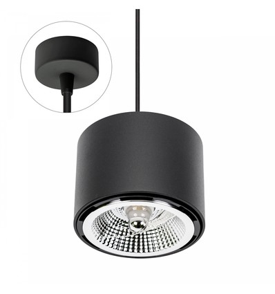 Chloe AR111 pendel GU10 - 250V, IP20, 120x85mm, svart, rund, fast, rund bas, 1,5m kabel, utan ljuskälla