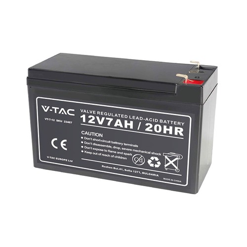 12V / 7Ah blybatteri - 151x65x100mm, ABS, VRLA laddningsbart batteri