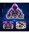 Gamer neonskylt med LED-ljus - Stor modell 39x33 cm, perfekt för gamingrum
