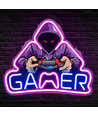 Gamer neonskylt med LED-ljus - Stor modell 39x33 cm, perfekt för gamingrum