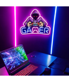 Gamer neonskylt med LED-ljus - Stor modell 39x33 cm, perfekt för gamingrum