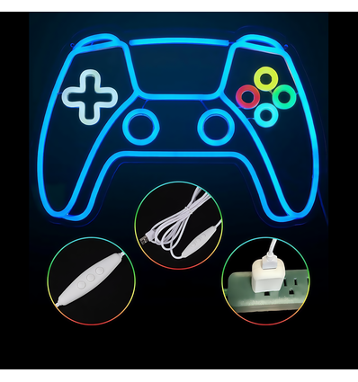Controller neonskylt gamepad, LED-ljus - Stor modell 39x27 cm, perfekt för gamingrum
