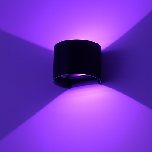 6W Vägglampa - IP65, Rund, Tuya, Svart, Upp/ned, Justerbar, Inne / ute, Inkl. ljuskälla