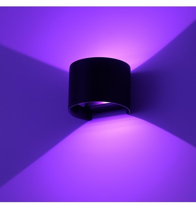 6W Vägglampa, Hue-kompatibel - IP65, Rund, RGB+CCT, Zigbee, svart, upp/ner, justerbar, inne/ute, inkl. ljuskälla