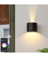 6W Vägglampa, Hue-kompatibel - IP65, Rund, RGB+CCT, Zigbee, svart, upp/ner, justerbar, inne/ute, inkl. ljuskälla