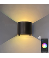 6W Vägglampa - IP65, Rund, RGB+CCT, Zigbee, svart, upp/ner, justerbar, inomhus / utomhus, inkl. ljuskälla