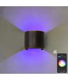 6W Vägglampa, Hue-kompatibel - IP65, Rund, RGB+CCT, Zigbee, svart, upp/ner, justerbar, inne/ute, inkl. ljuskälla