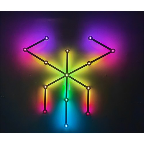 Hexa-Light RGBIC komplett set - 9 ljusskenor, väggmonterad, Bluetooth-app, USB, svart