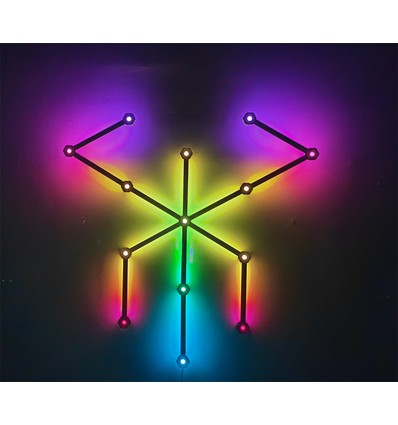 Hexa-Light RGBIC komplett set - 9 ljusskenor, väggmonterad, Bluetooth-app, USB, svart