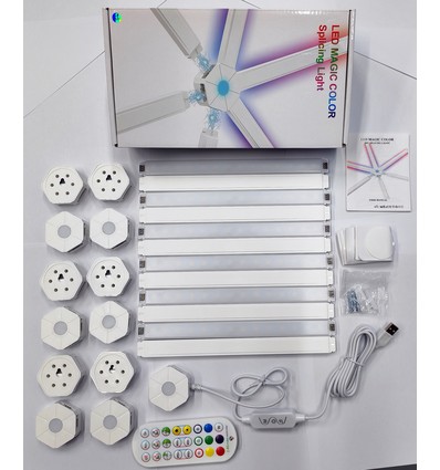 Hexa-Light RGBIC Svart komplett set - 9 ljusskenor, väggmonterad, Bluetooth-app, USB
