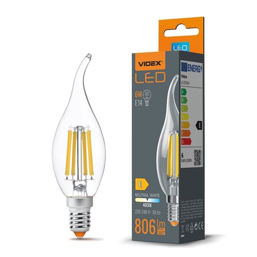 C35 LED-lampa 6W E14 - glödtråd flamma neutralvit, 230V, 806lm