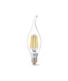 E14 6W LED filament kronljus med flamma - C35, 806lm, 4000K, flicker free, ersätter 60W