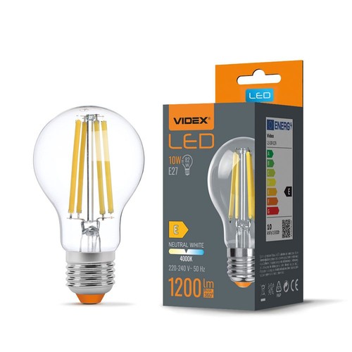 A60 LED-lampa 10W E27 - glödtråd, neutralvit, 230V, 1200lm, förbrukning 10W