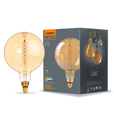 G200 LED-lampa 8W E27 - glödtråd, dimbar, spiral, bärnstensfärgad, extra varmvit, 230V, 500lm