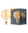 G200 LED-lampa 8W E27 - glödtråd, dimbar, spiral, bärnstensfärgad, extra varmvit, 230V, 500lm