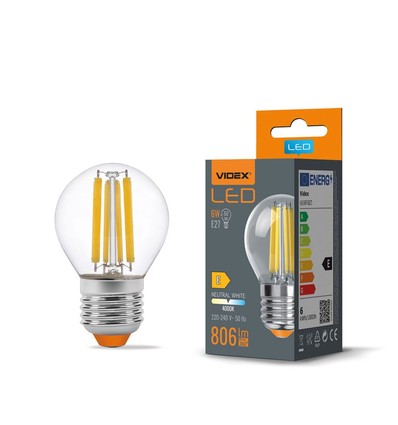 G45 LED-lampa 6W E27 - glödtråd, neutralvit, 230V, 806 lm