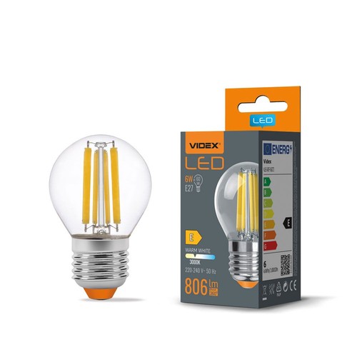 G45 LED-lampa 6W E27 - glödtråd, varmvit, 230V, 806lm