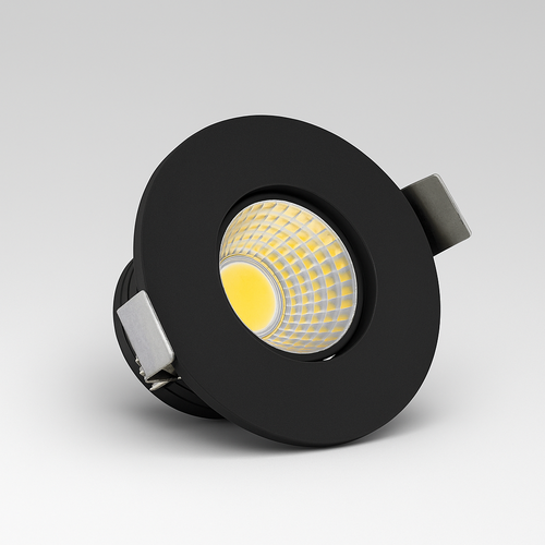 2W Ø3,8cm Focu38 möbelspotlight infälld RA92 - 12V DC, Hål: Ø3,5 cm, Mått: Ø3,8 cm, Svart