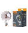 E27 4W dimbar LED lampa - G95, spiral filament, grafitglas, 1800K, 360°