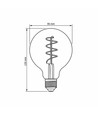 E27 4W dimbar LED lampa - G95, spiral filament, grafitglas, 1800K, 360°