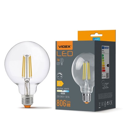 G95 LED-lampa 7W E27 - dimbar glödtråd, neutralvit, 230V, 806lm