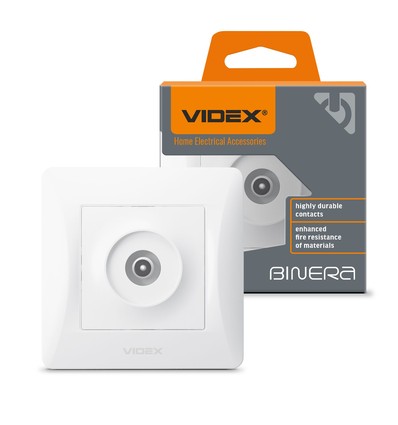 Videx Binera vitt TV-uttag - Komplett, 1 uttag, IP20 inomhus