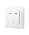 2-kanals strömbrytare med indikatorlampa - 86x86mm, IP20, vit