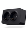 Ytmonterad dubbel Schuko-uttag - IP20, matt svart