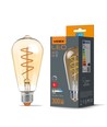 E27 4W dimbar LED lampa - ST64, spiral filament, amber glas, varmvit, flicker free