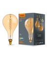Ps160 LED-lampa 8W E27 - glödtråd, dimbar, spiral, bärnstenfärgad, extra varmvit, 230V, ljusstyrka 500, förbrukning 8