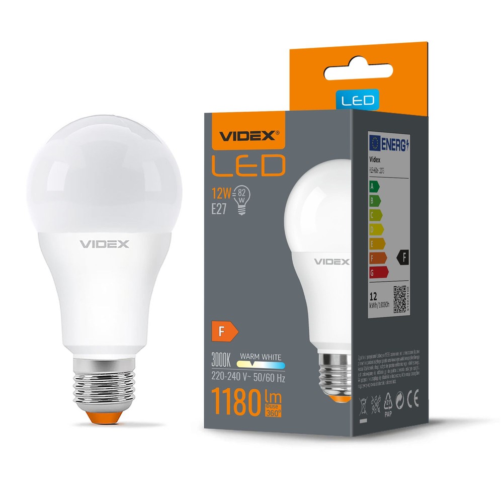 A60 LED-lampa 12W E27 - varmvit, 230V, 1180 lm - Kulör : Varm