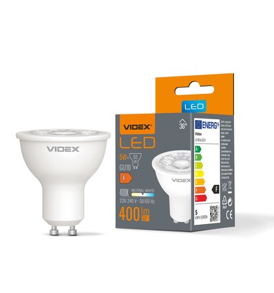 5W GU10 - LED-lampa, 36°, neutralvit, 230V, ljusstyrka 400, förbrukning 5