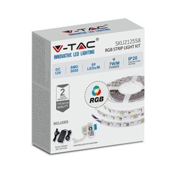 LED strip V-Tac 7W/m RGB LED strip komplett kit - 5m, 60 LED per. meter