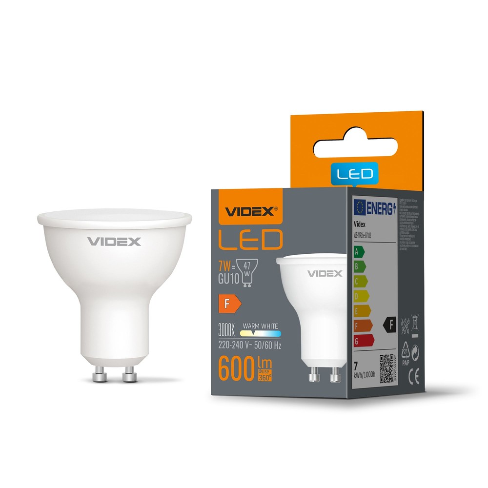 LED-lampa 7W GU10 - varmvit, 230V, 600 lm, förbrukning 7 W - Kulör : Varm