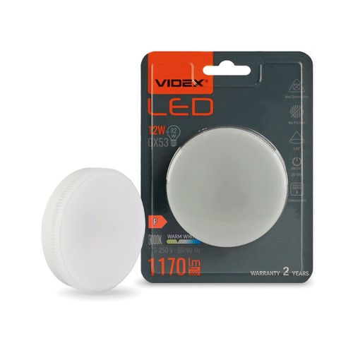 LED-lampa 12W GX53 - varmvit, 230V, 1170lm, 12W förbrukning