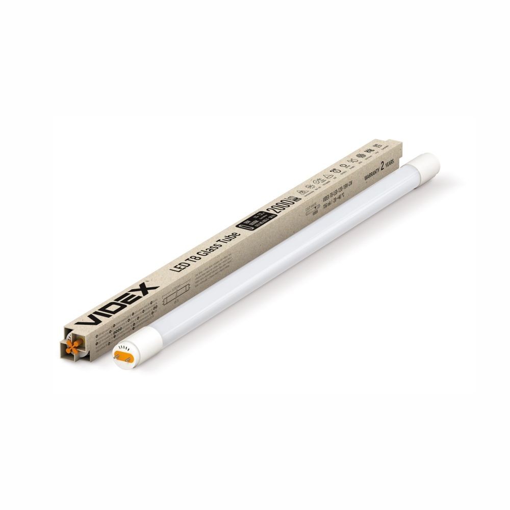 120 cm T8 glasrör 18W - LED, kallvit, 230V, 2000 lm, förbrukning 18W - Kulör : Kall
